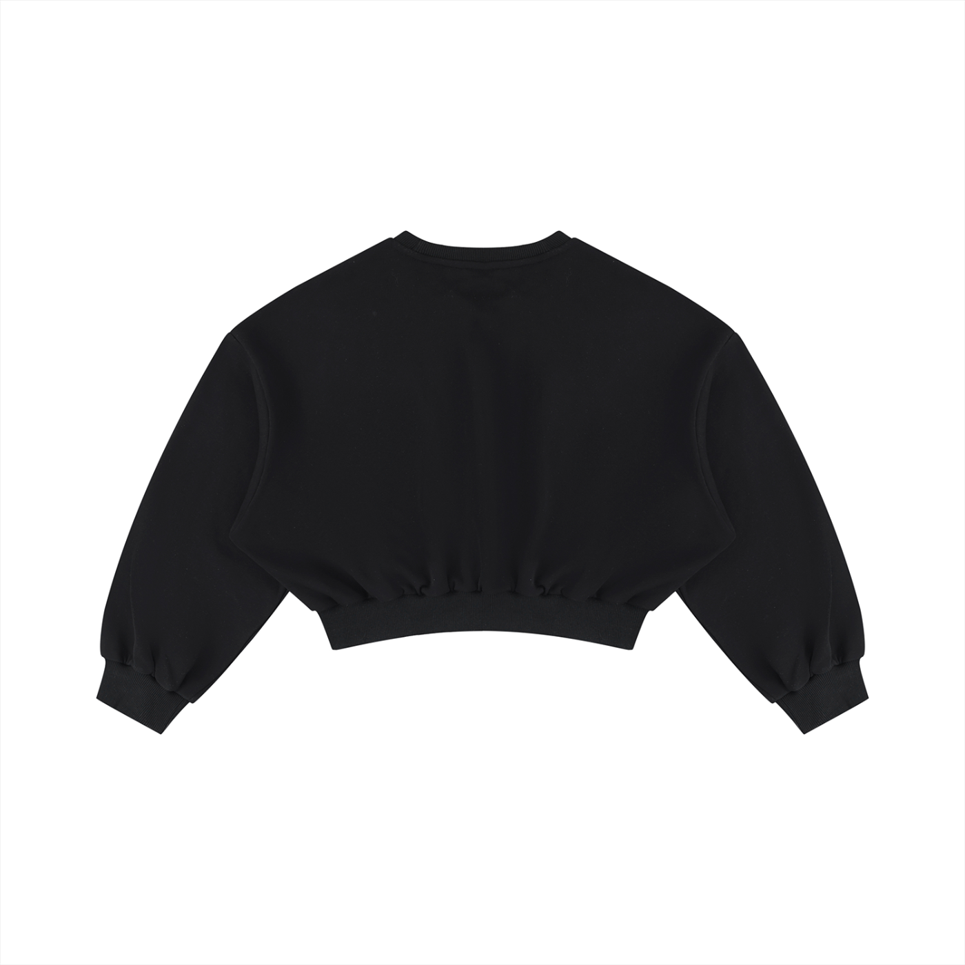 Boxy Cropped Crewneck Sweatshirt - Black