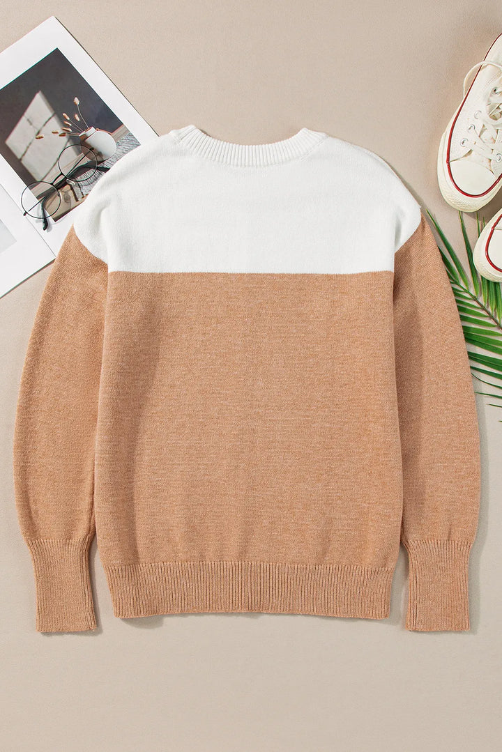 Bailey Color Block Round Neck Sweater