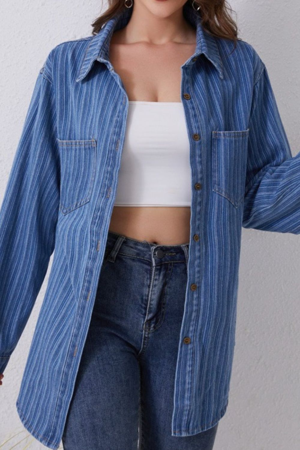 Kaylee Striped Denim Top