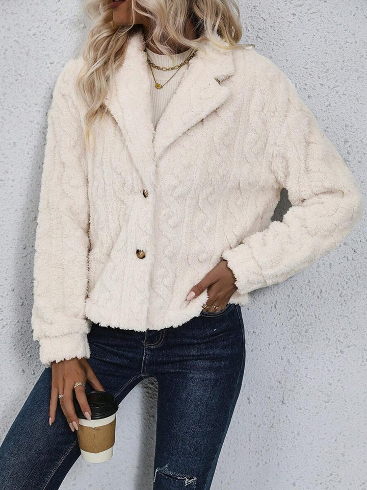 Evelynn Fuzzy Button Up Jacket