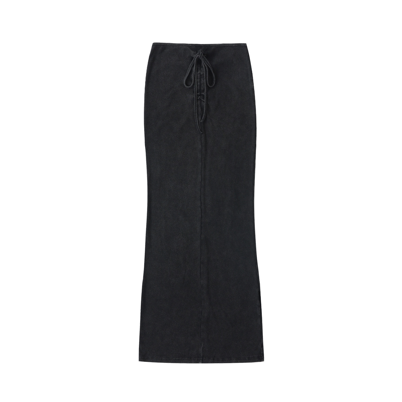 Dyed Washed Drawstring Maxi Skirt - Black