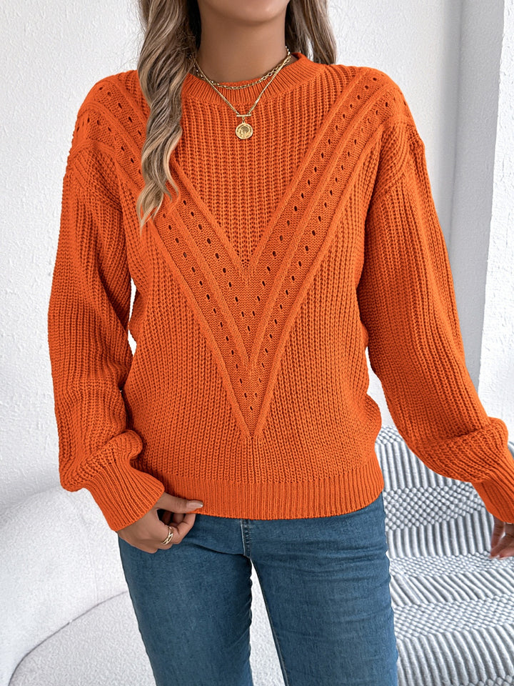 Josie Openwork Round Neck Sweater