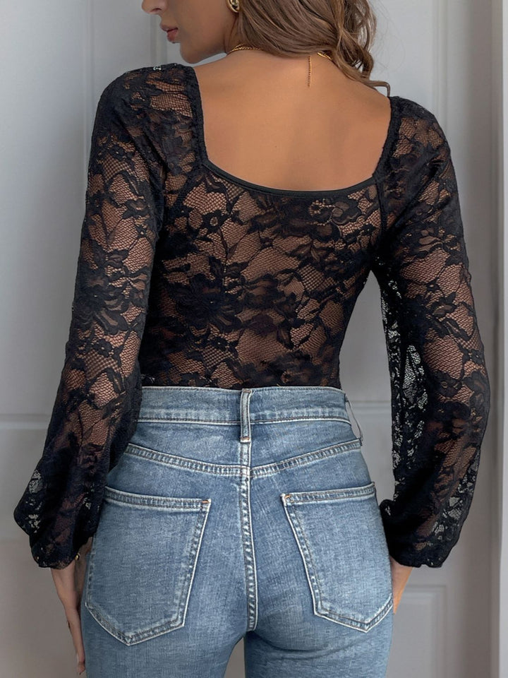 Adalyn Lace V-Neck Long Sleeve Bodysuit