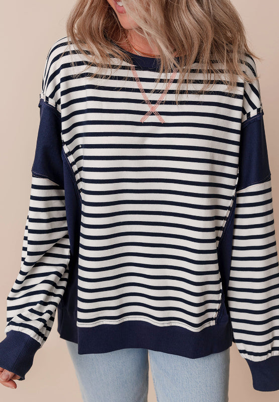 Sloane Exposed Seam Striped Sweatshirt