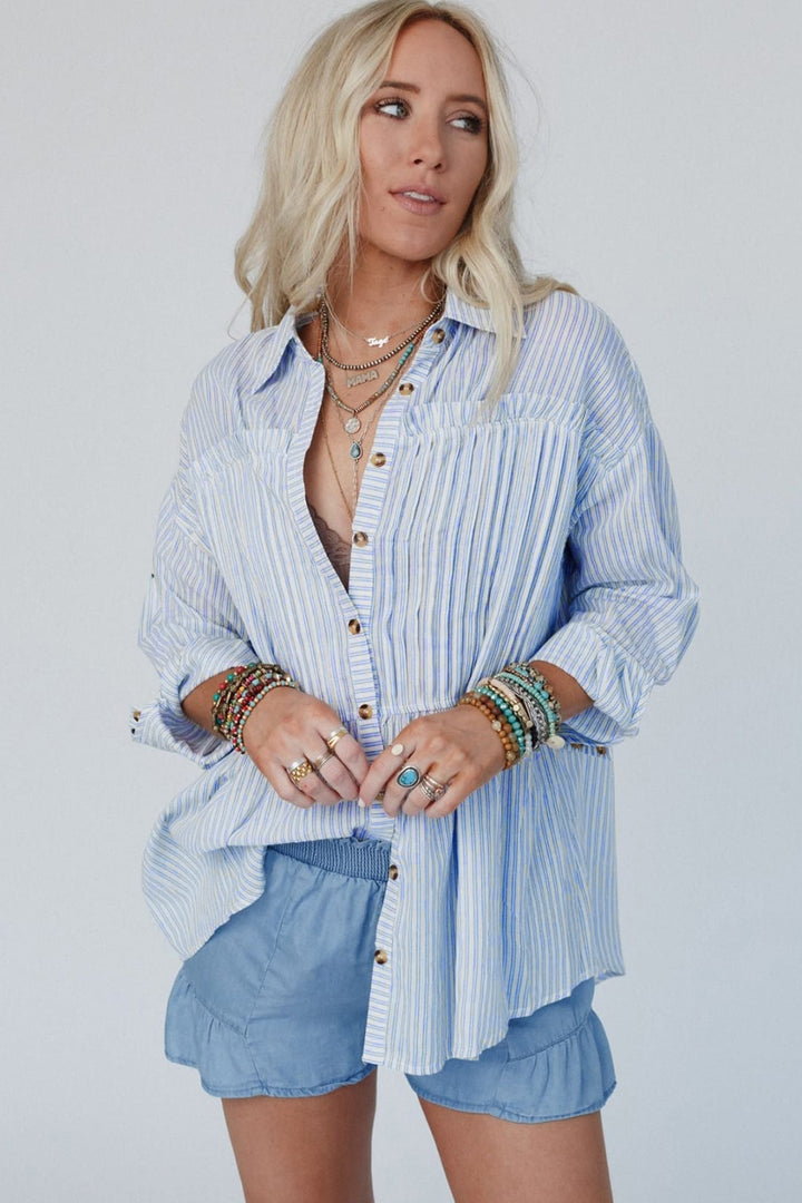 Dakota Striped Collared Neck Blouse