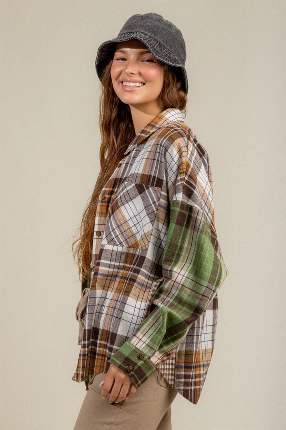 Lainey Plaid Collared Neck Shacket