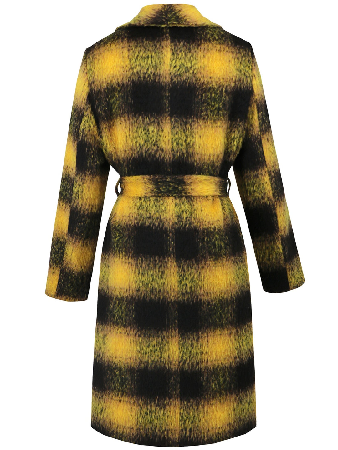 Avery Plaid Tie Waist Long Sleeve Coat