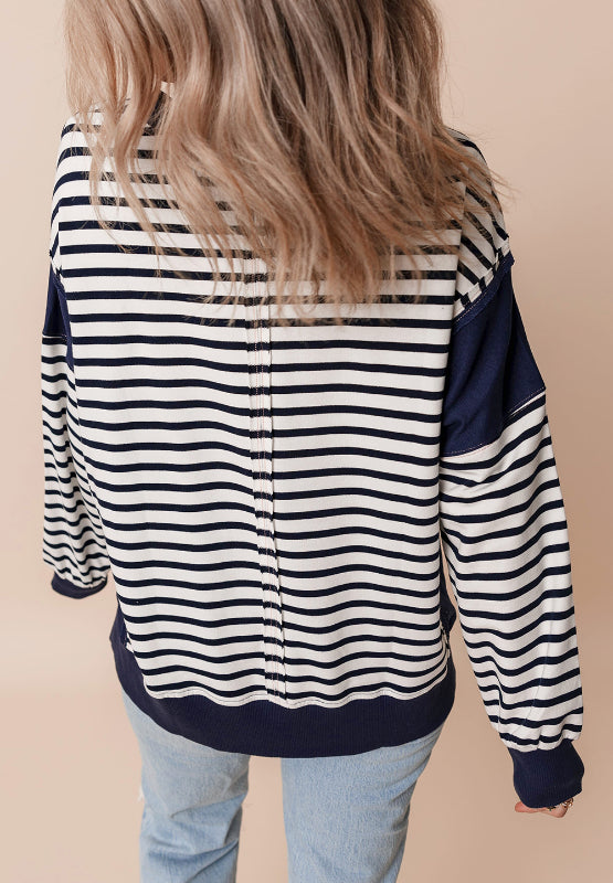 Sloane Exposed Seam Striped Sweatshirt