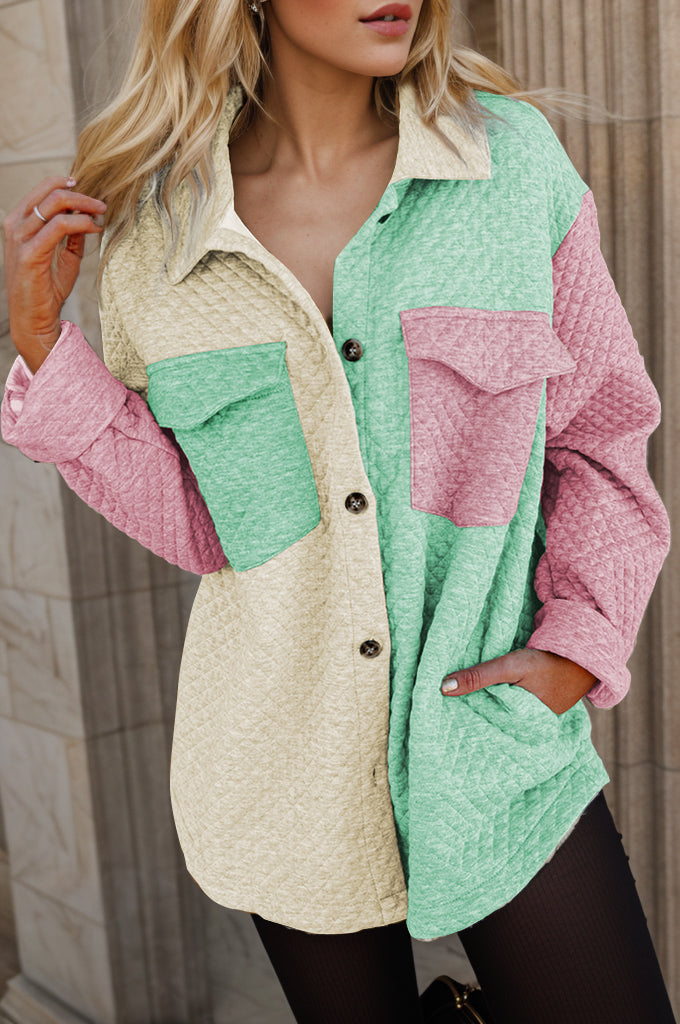 Elsa Color Block Button Up Shacket