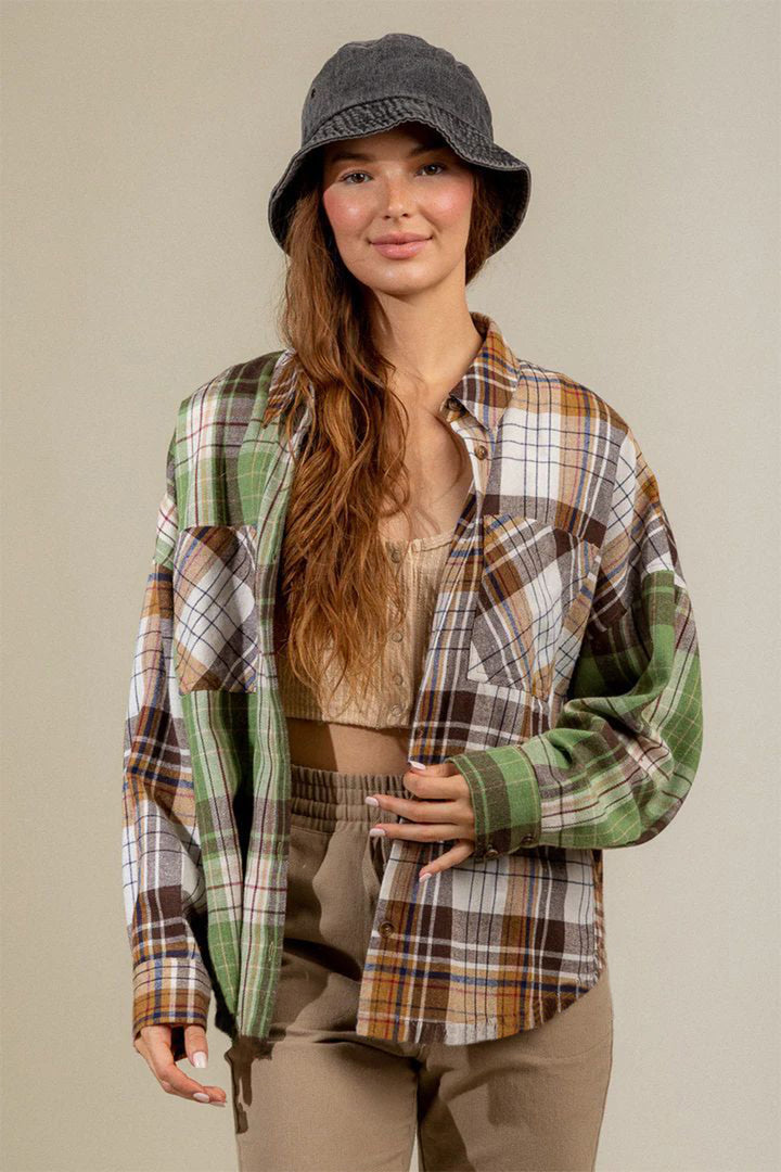 Lainey Plaid Collared Neck Shacket