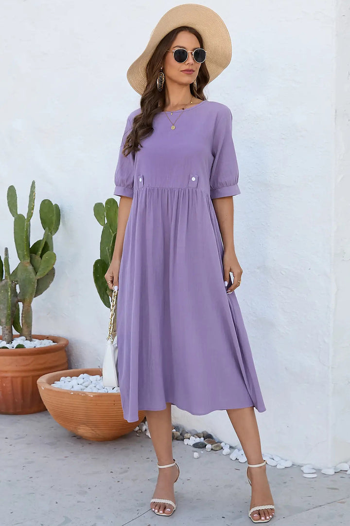 Lily Round Neck Half Sleeve Midi Dress