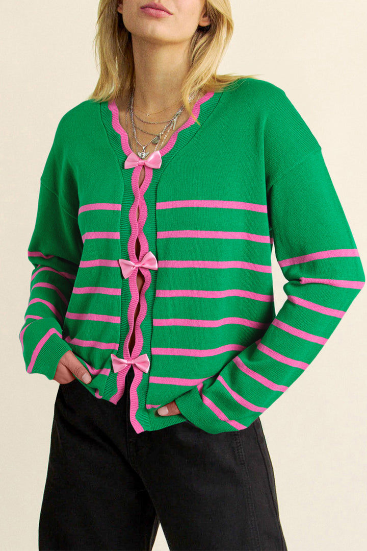 Georgia Bow Striped Cardigan