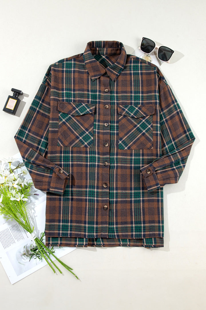 Raven Plaid Button Up Long Sleeve Shacket