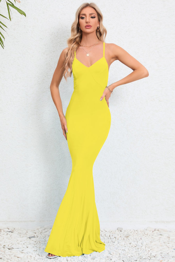 Summer Crisscross Spaghetti Strap Fishtail Dress