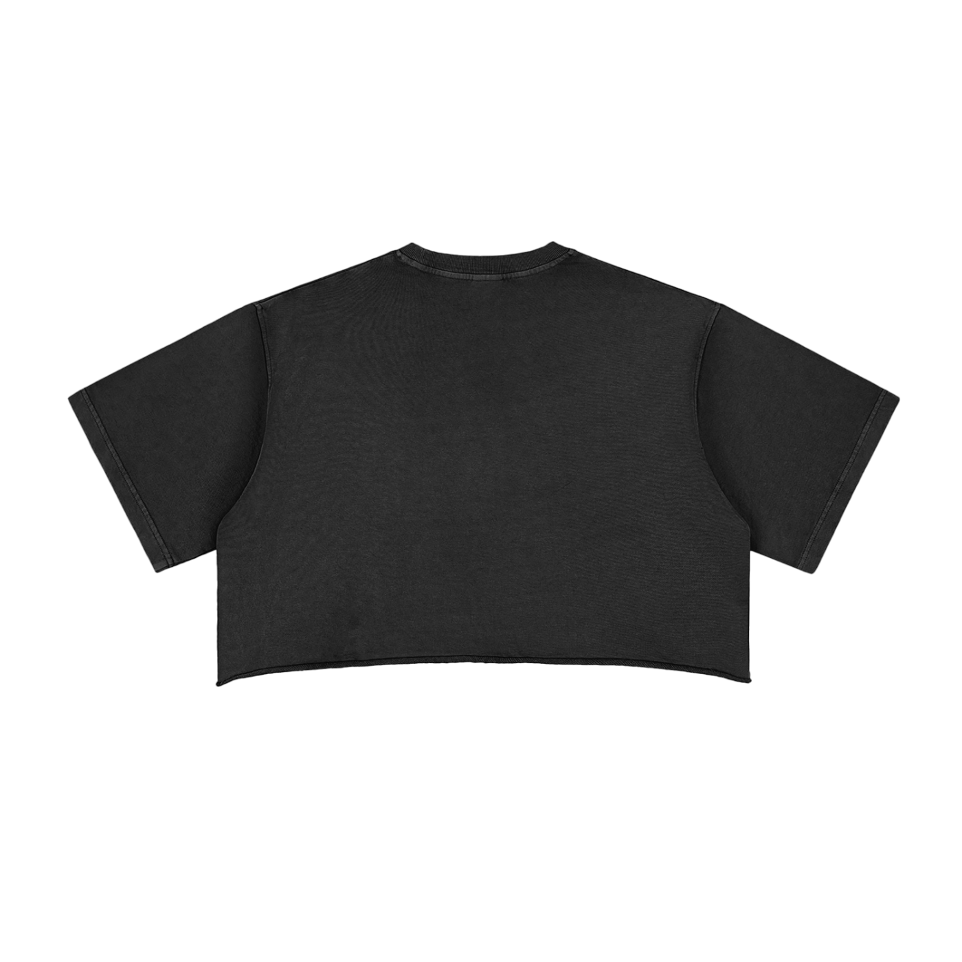 Snow Washed Raw Edge Crop Top - Black
