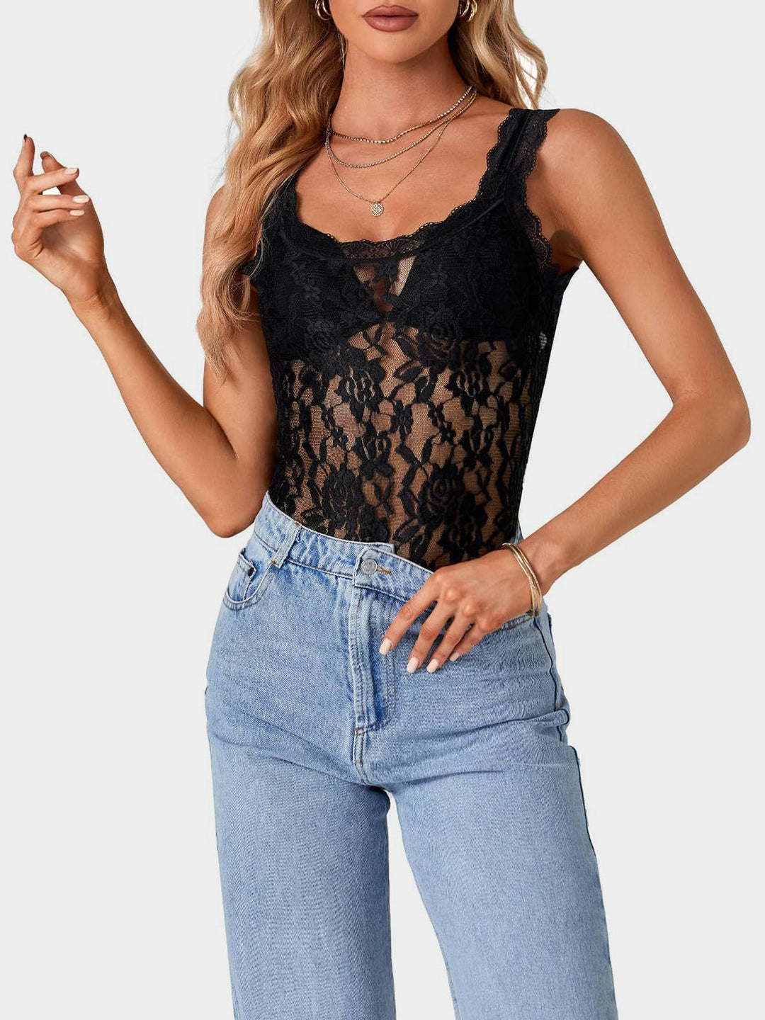 Allison Lace Scoop Neck Tank