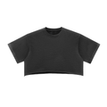 Snow Washed Raw Edge Crop Top - Black