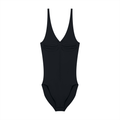 Full-Zip Ruched Bodysuit - Black