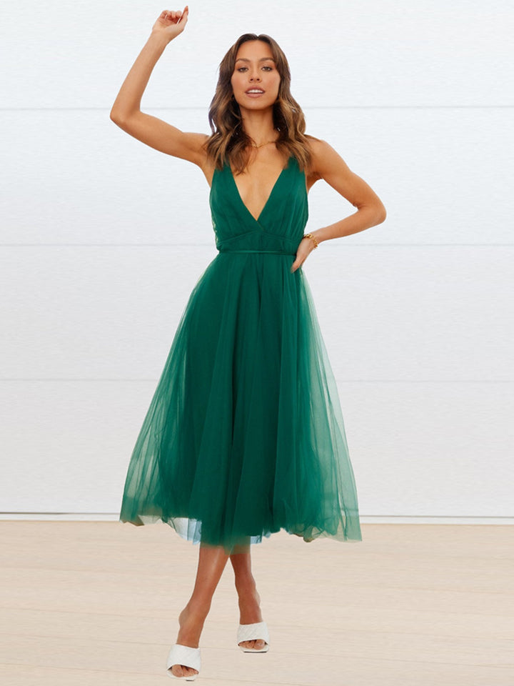 Arabella Backless Crisscross Sleeveless Midi Dress