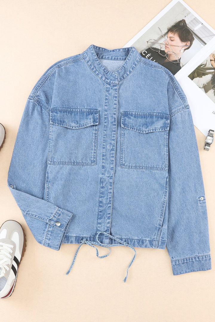 Savannah Drawstring Snap Down Denim Jacket