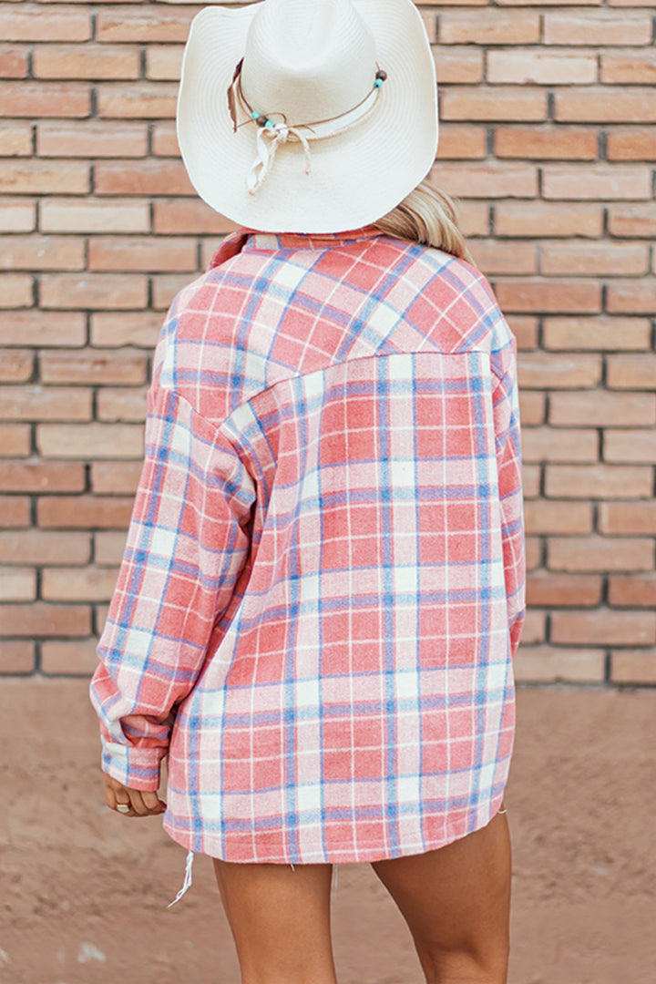 Aria Plaid Button Up Long Sleeve Shacket