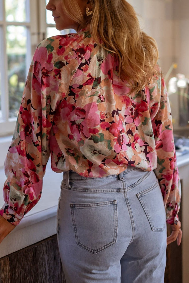 Mila Frill Floral Button Down Top