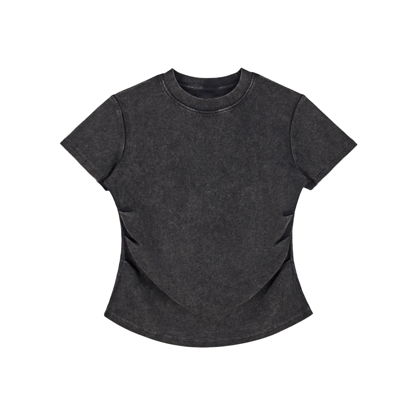 Vintage Washed Bodycon Cotton T-Shirt - Black