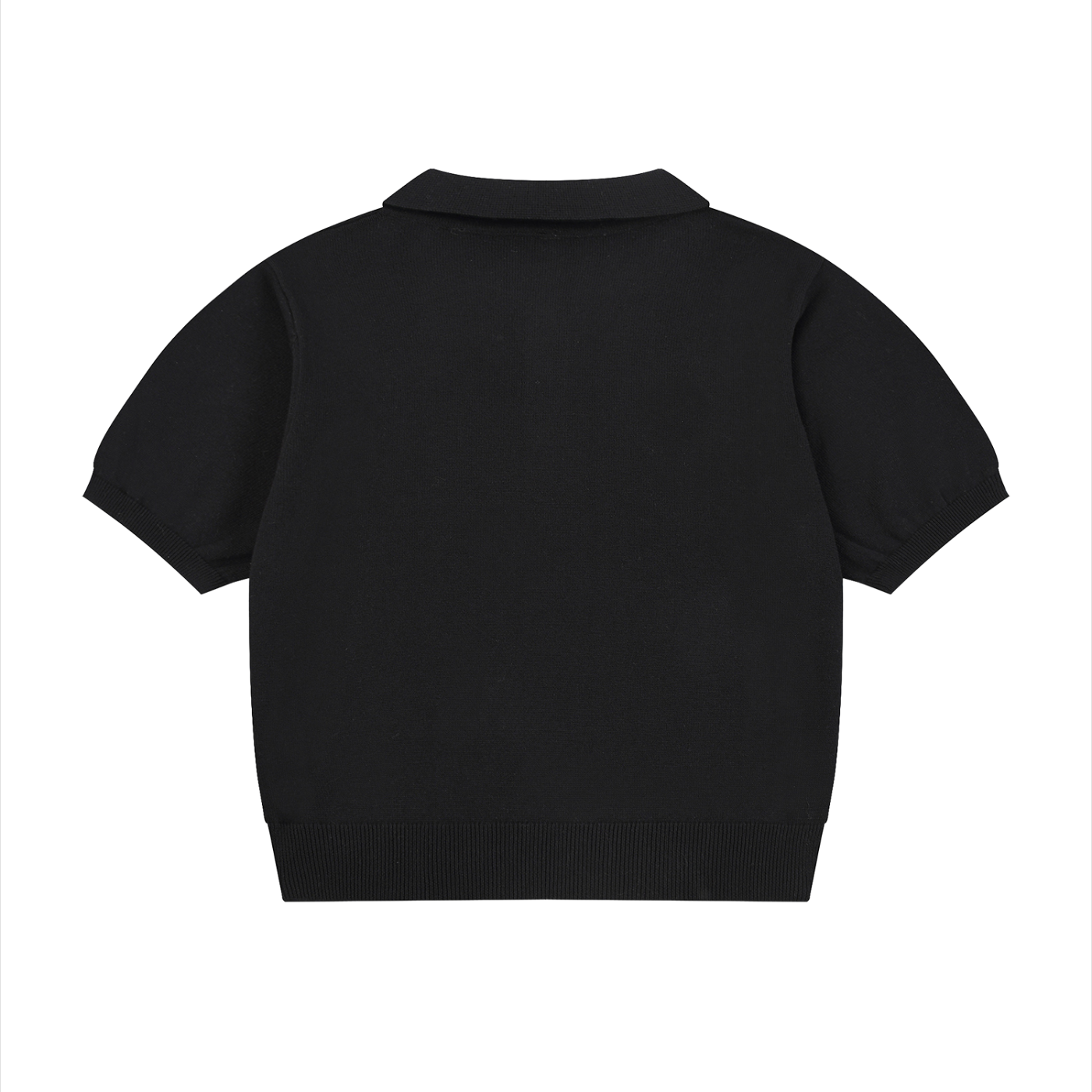 Knit Cotton Polo Shirt - Black