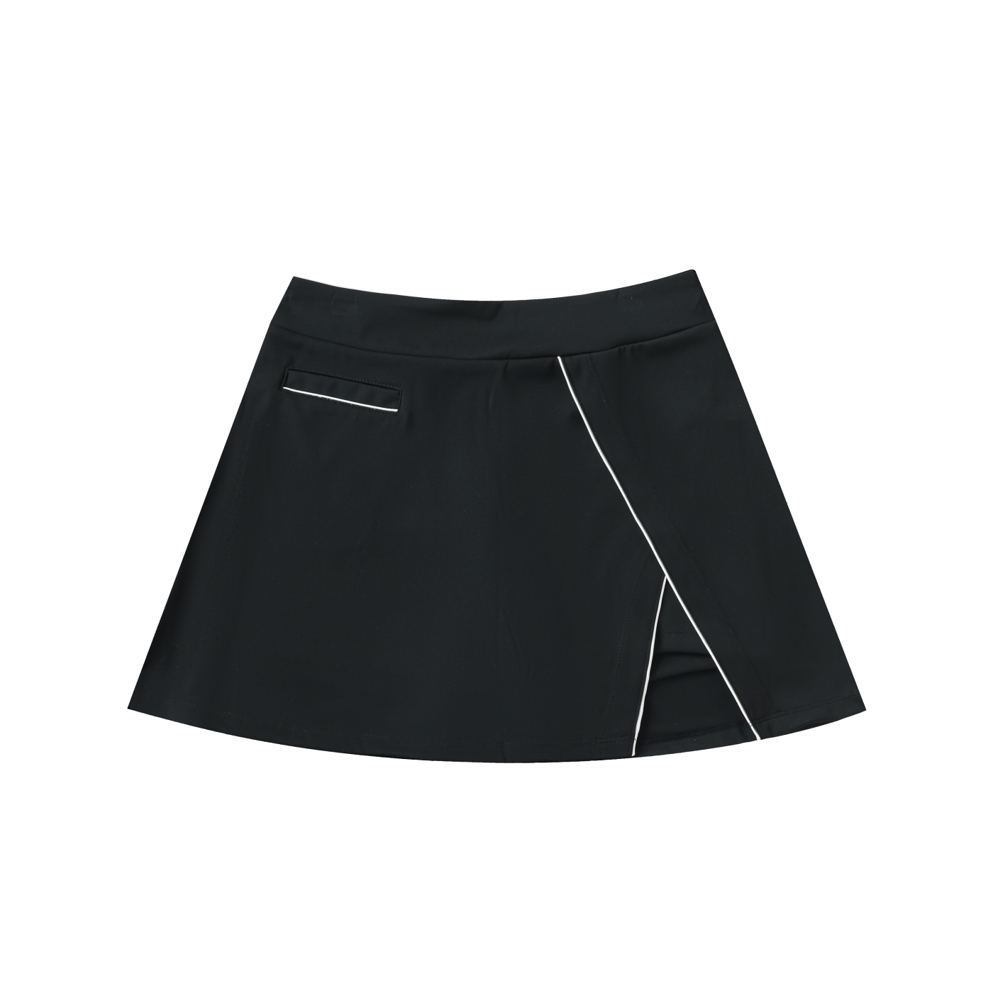 High-Waist Pocketed A-Line Skirt - Black