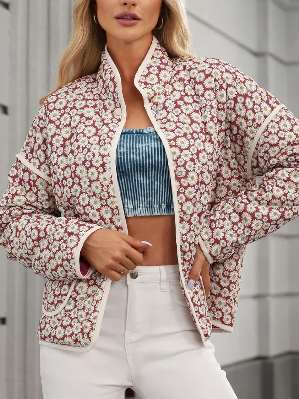 Selena Floral Snap Down Jacket