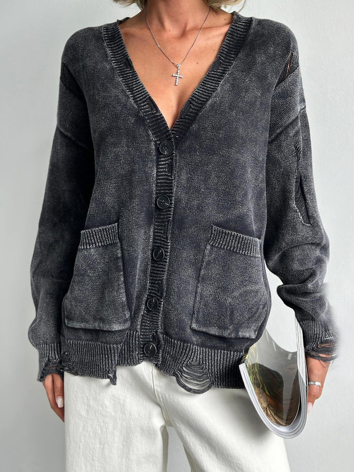 Lola Distressed Button Down Cardigan