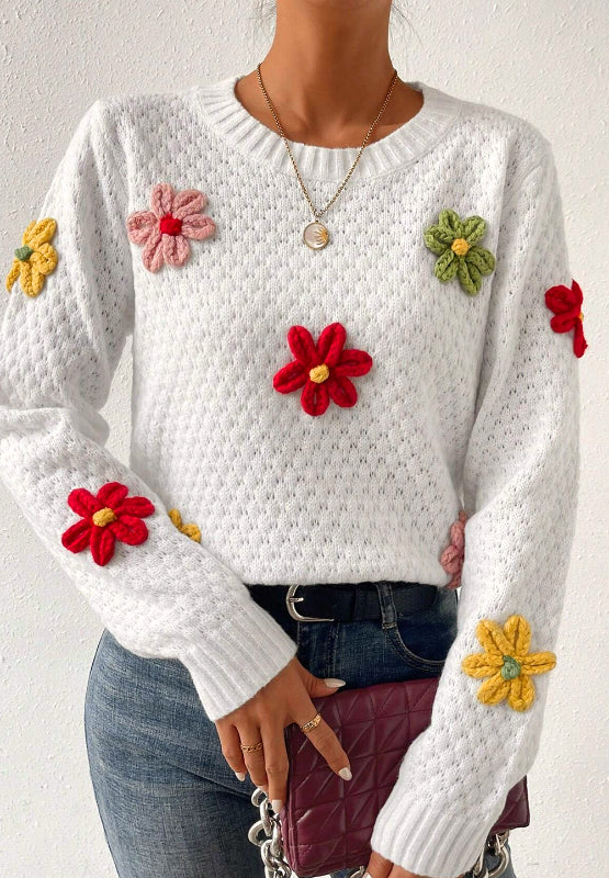 Annalise Crochet Flower Sweater