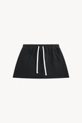 A-Line Drawstring Mini Skirt - Black