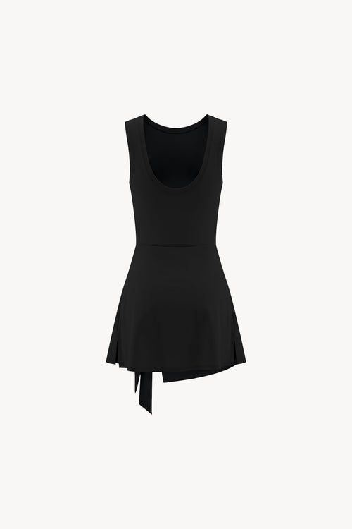 A-Line Sleeveless Dress - Black