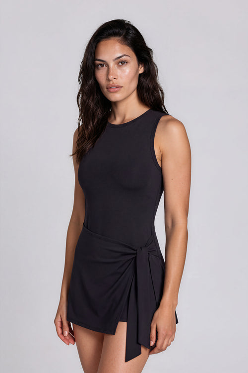 A-Line Sleeveless Dress - Black