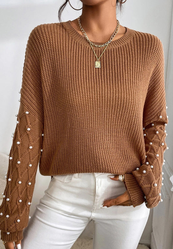 Kinsley Pearl Detail Round Neck Sweater