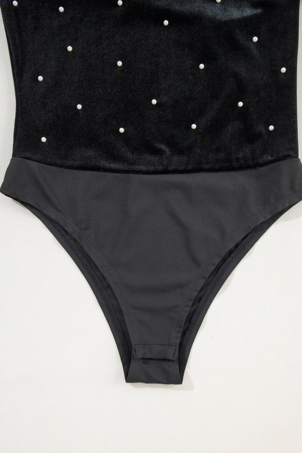 Camilla Pearl Detail Velvet Bodysuit