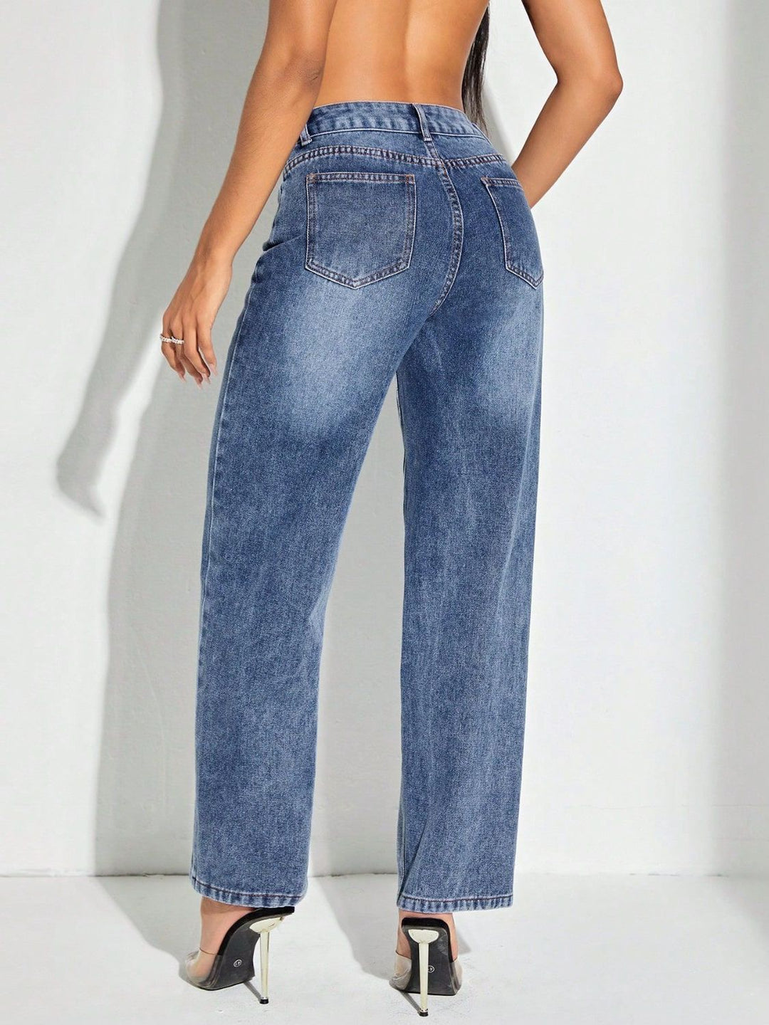 Lily Contrast Patchwork Straight Jeans