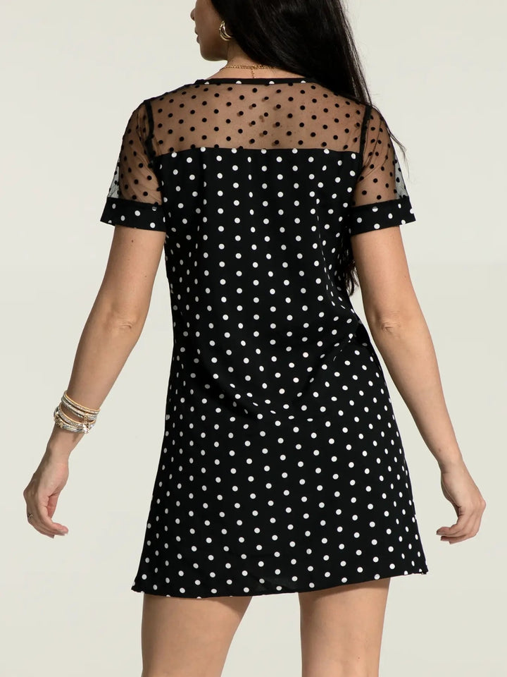 Adeline Polka Dot Short Sleeve Mini Dress