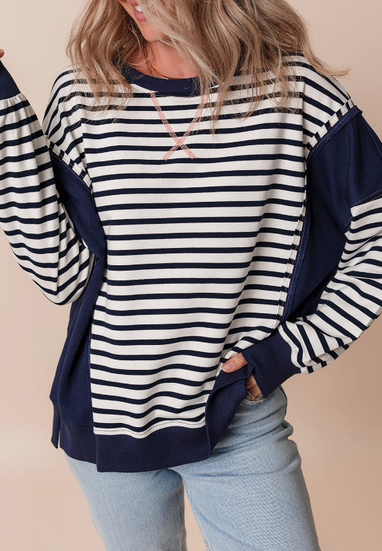 Sloane Exposed Seam Striped Sweatshirt