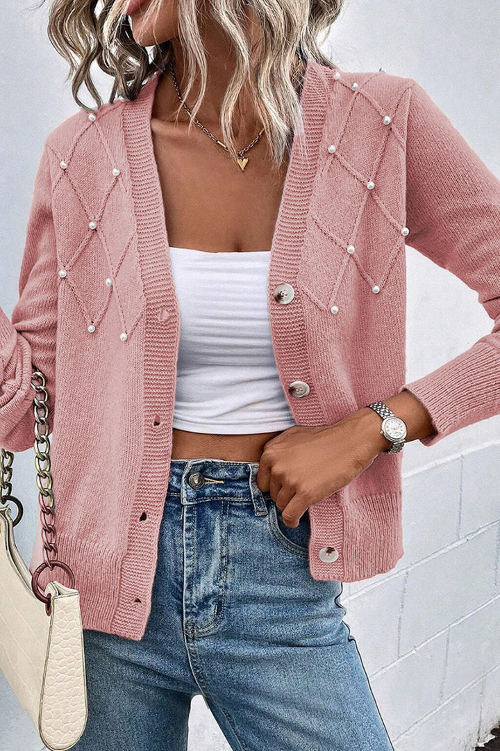 Julia Beaded V-Neck Cardigan