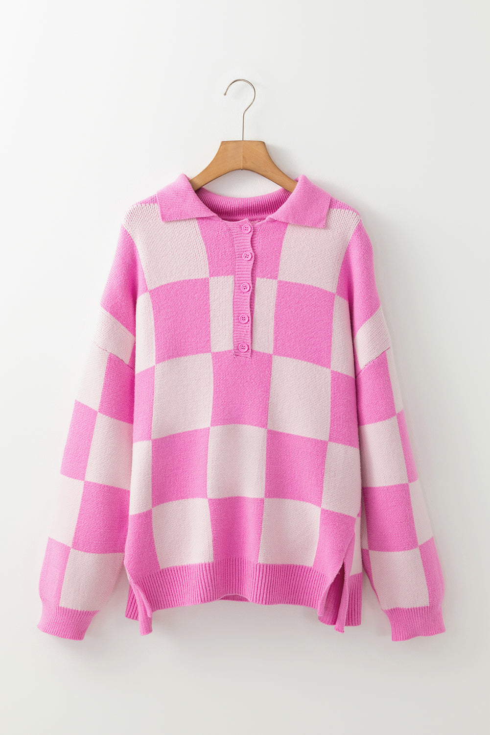 Taylor Checkered Half Button Sweater