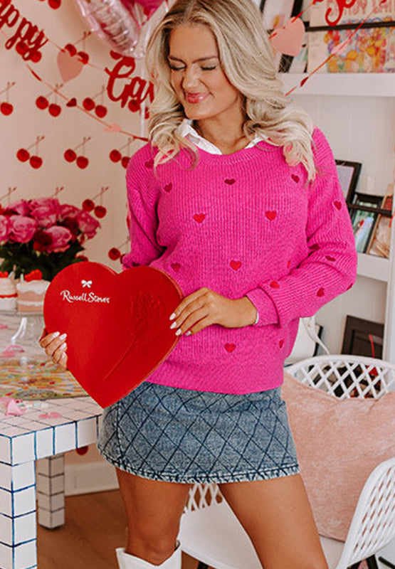 My Heart Round Neck Long Sleeve Sweater