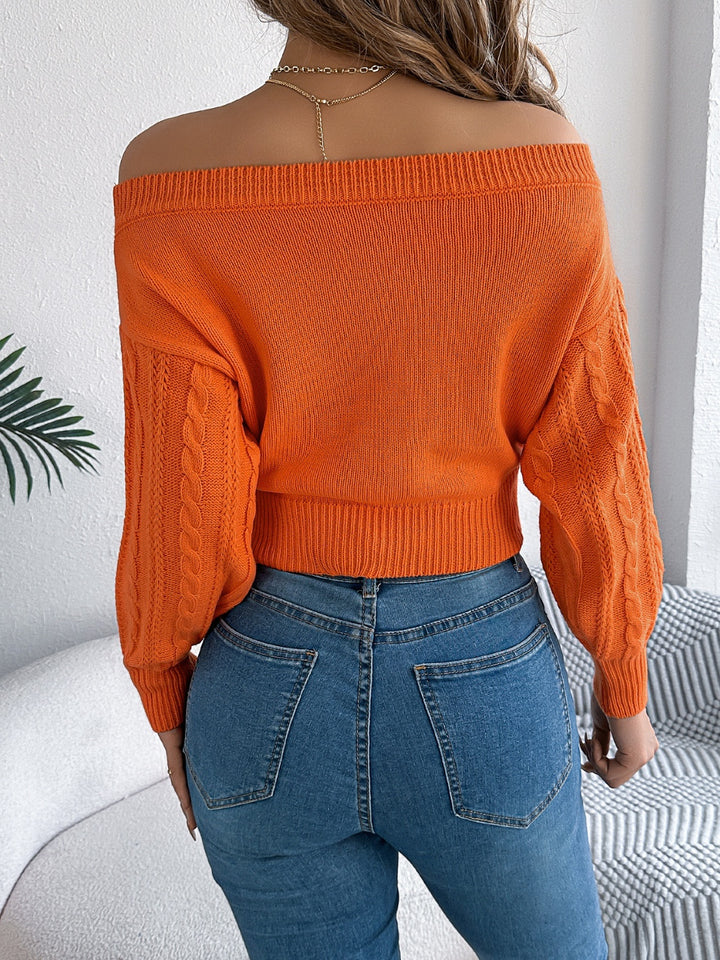 Khloe Cable Knit Off-Shoulder Sweater