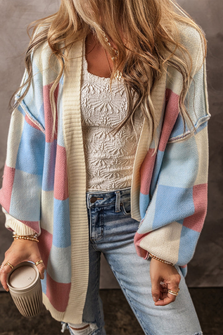 Elsa Color Block Open Front Cardigan