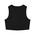 Tight Crewneck Crop Tank Top - Black