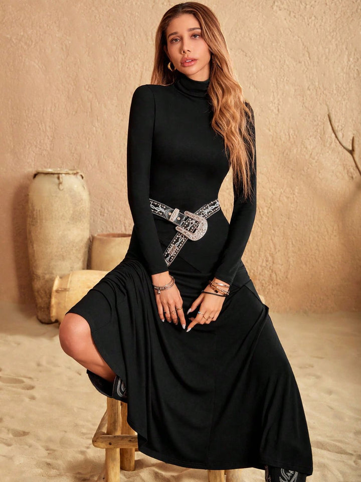 Audrey Turtleneck Long Sleeve Maxi Dress