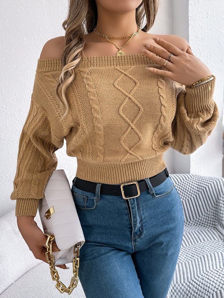 Khloe Cable Knit Off-Shoulder Sweater