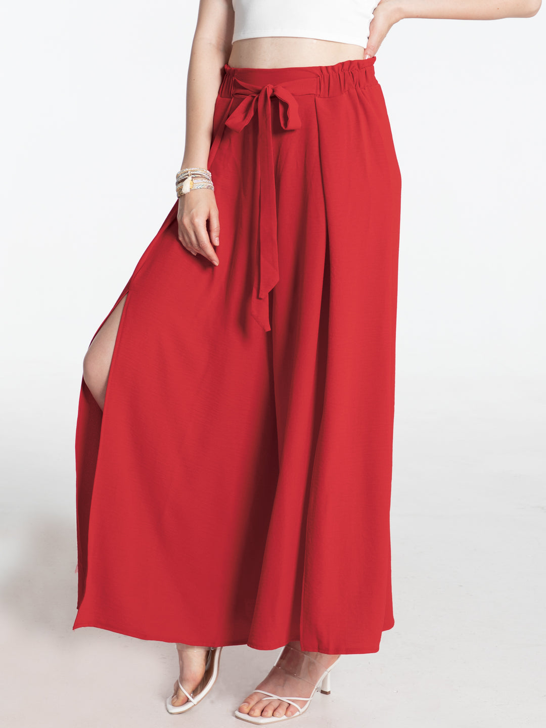 Sadie Tied Slit Wide Leg Pants