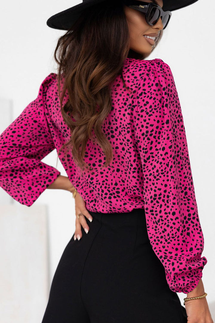 Alive Leopard Balloon Sleeve Blouse